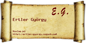 Ertler György névjegykártya